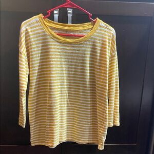 Talbots Mustard and White Striped Top, size small